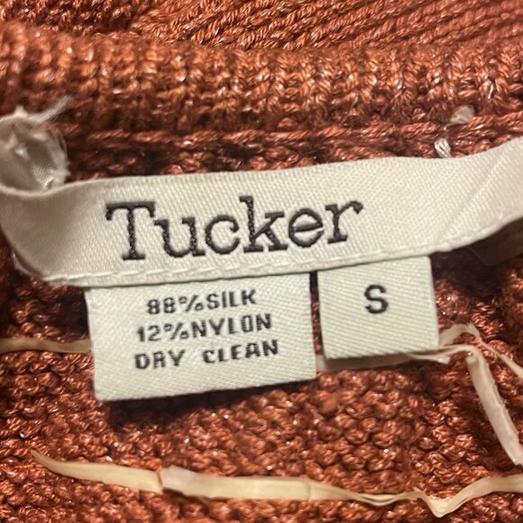 Vintage TUCKER Silk Blend Belted Cardigan in Rust Size Small - Picture 7 of 7